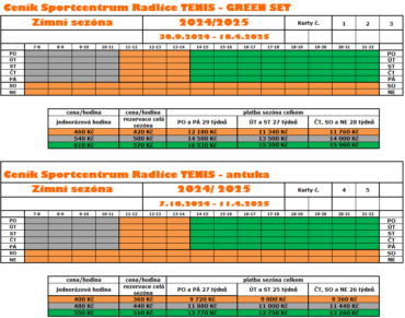 CENÍK PRO ZIMNÍ SEZÓNU 2024/2025